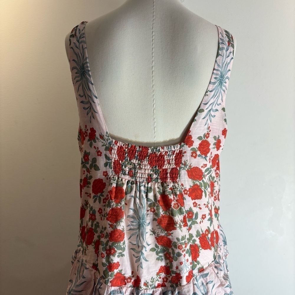 ANTHROPOLOGIE Sz M Floral Tiered Maxi Dress With Ruffles and Smocked Bodice - Picture 8 of 13